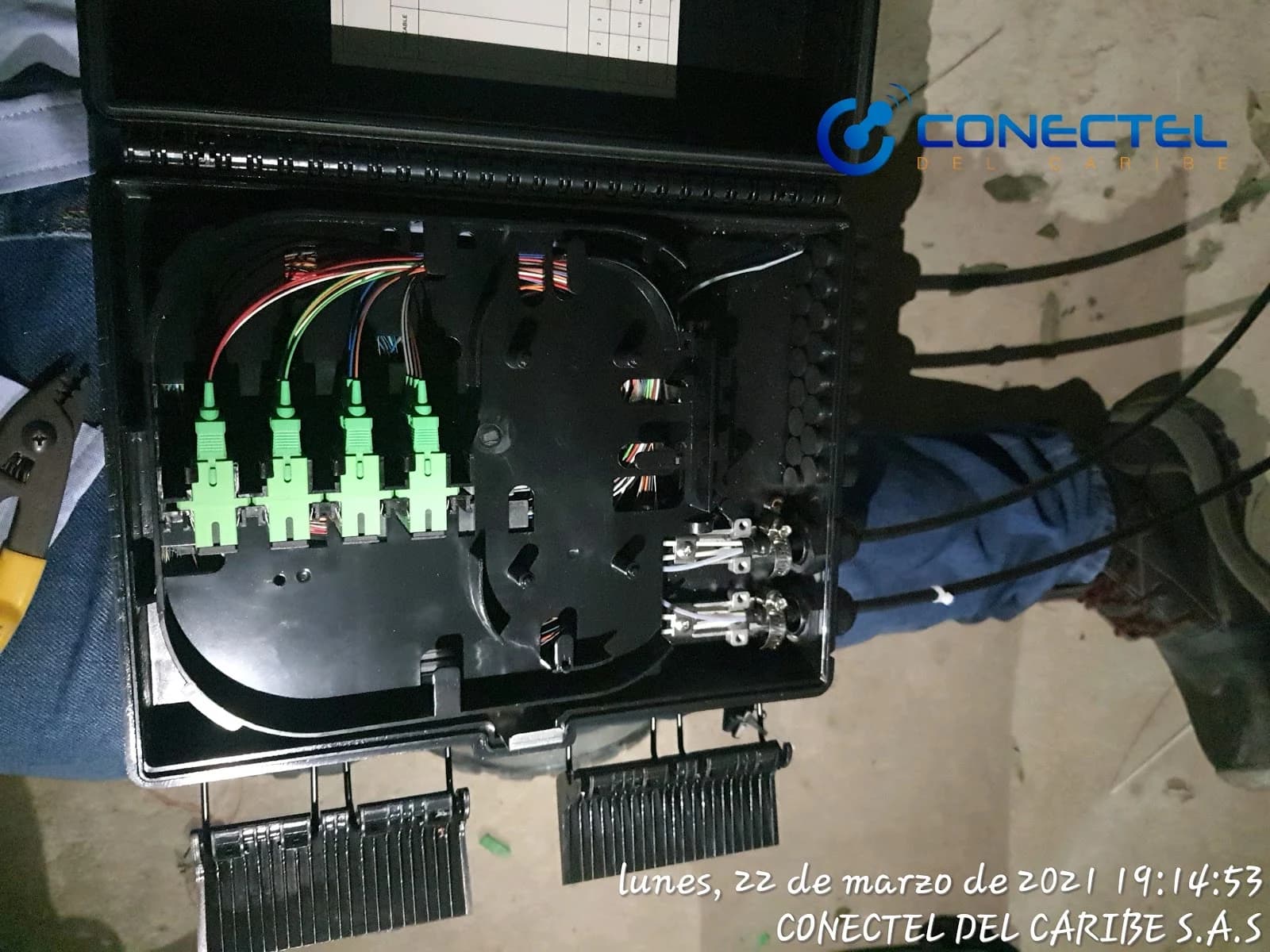 Conjunto de conexiones ópticas en un equipo de red