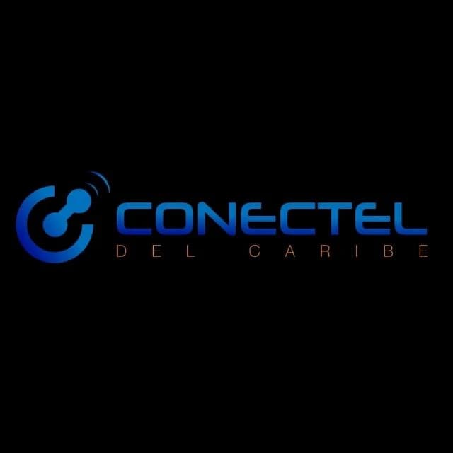 Identidad visual de Conectel del Caribe sobre fondo oscuro